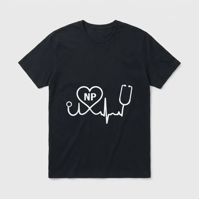 Heartbeat Nurse Practitioner Medical NP Nursing T-Shirt – Classic T-Shirt in Black