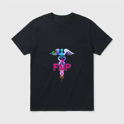 FNP Family Nurse Practitioner Caduceus T-Shirt – FNP in bold letters across a winged caduceus – Classic T-Shirt in Black