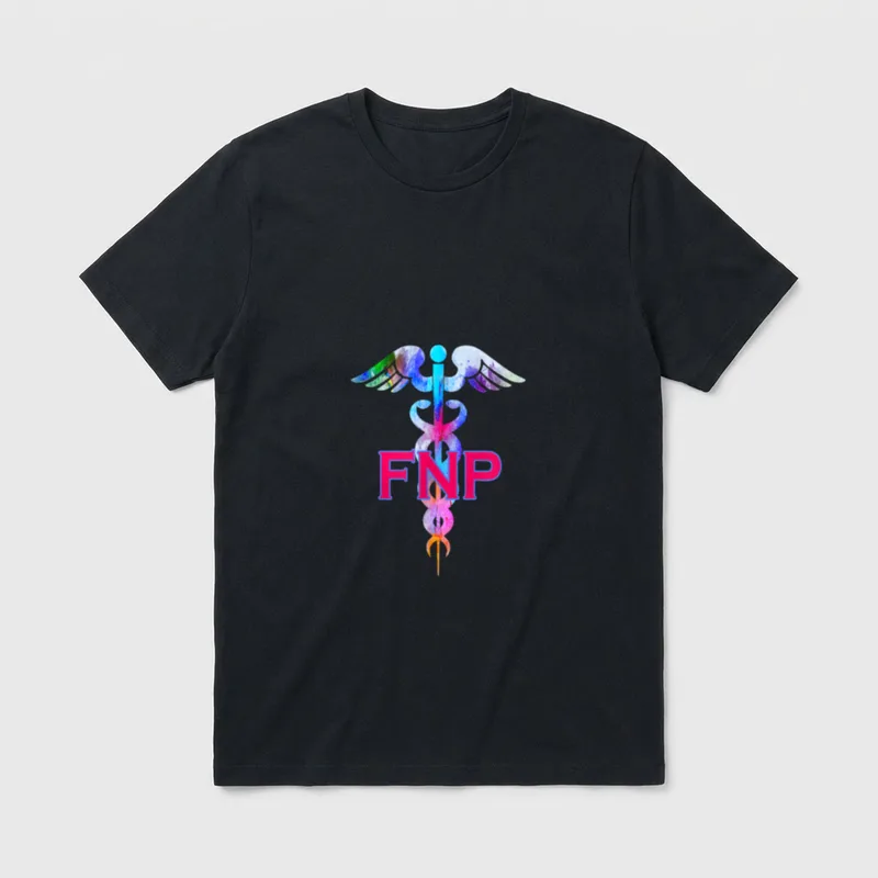 FNP Family Nurse Practitioner Caduceus T-Shirt – FNP in bold letters across a winged caduceus – Classic T-Shirt in Black