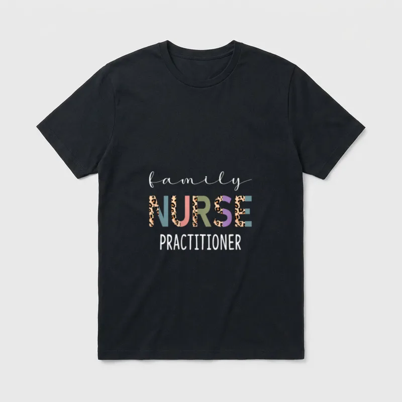 Family Nurse Practitioner Funny FNP Leopard T-Shirt – Classic T-Shirt in Black