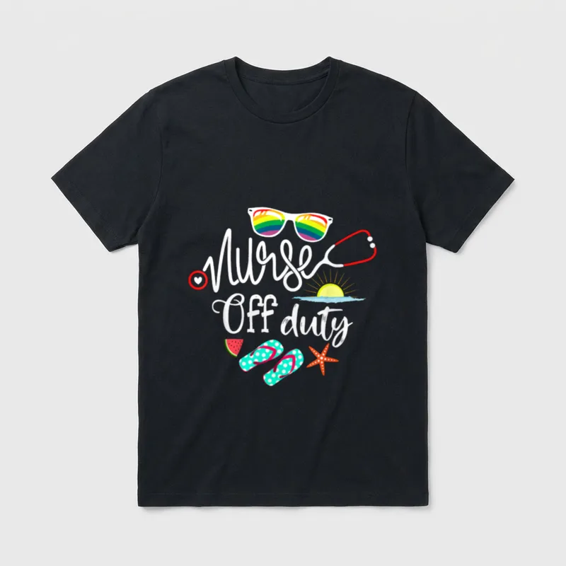 Nurse Off Duty Funny Summer Beach T-Shirt – Classic T-Shirt in Black