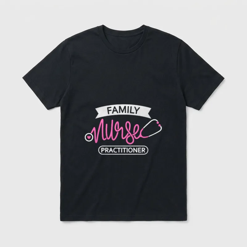 Family Practice Nurse Department T-Shirt – Family Nurse Practitioner print with stethoscope – Classic T-Shirt in Black