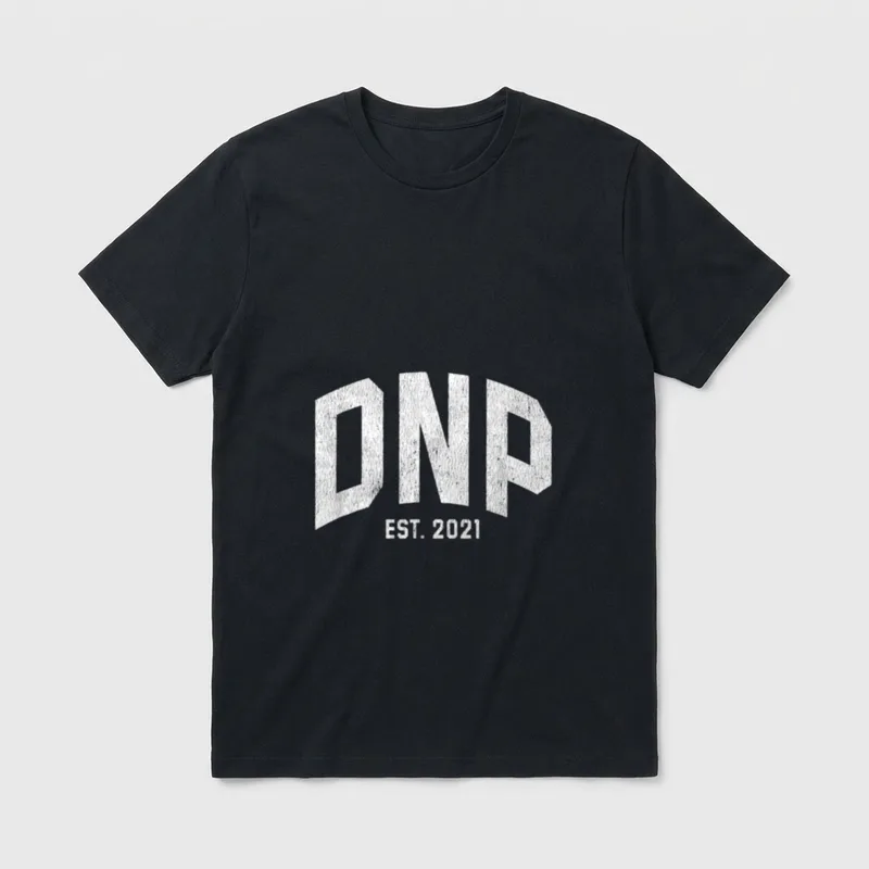 DNP Doctor of Nursing Practice Featuring T-Shirt – Arched DNP lettering above EST. 2021 – Classic T-Shirt in Black