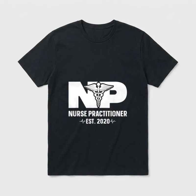 Graduation Perfect T-Shirt – NP nurse practitioner est. 2020 print with caduceus – Classic T-Shirt in Black