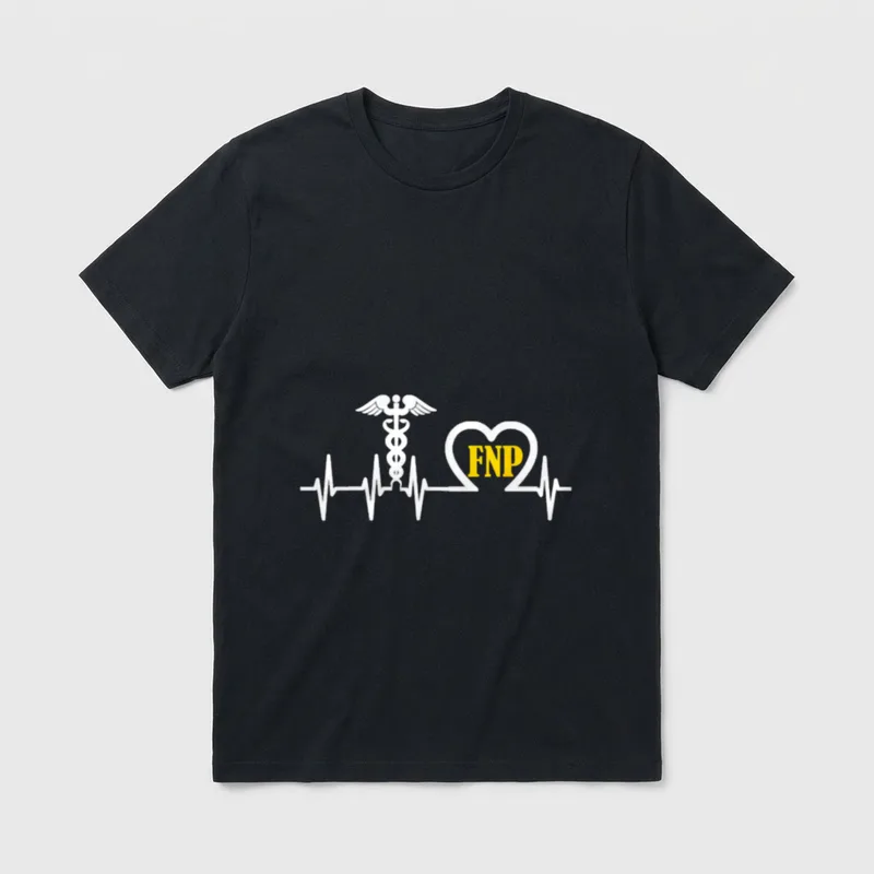 FNP Family Nurse Practitioner Caduceus Heart T-Shirt – Classic T-Shirt in Black