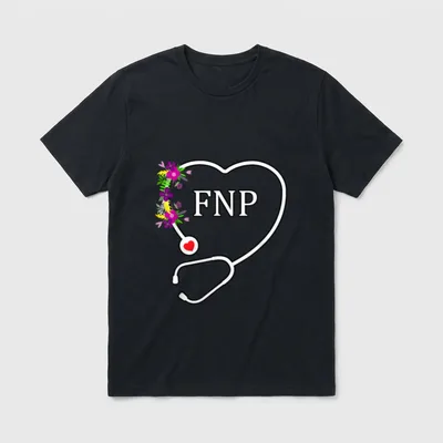 FNP Family Nurse Practitioner Floral Heart T-Shirt – Classic T-Shirt in Black