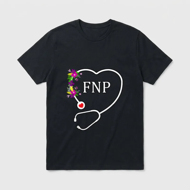 FNP Family Nurse Practitioner Floral Heart T-Shirt – Classic T-Shirt in Black