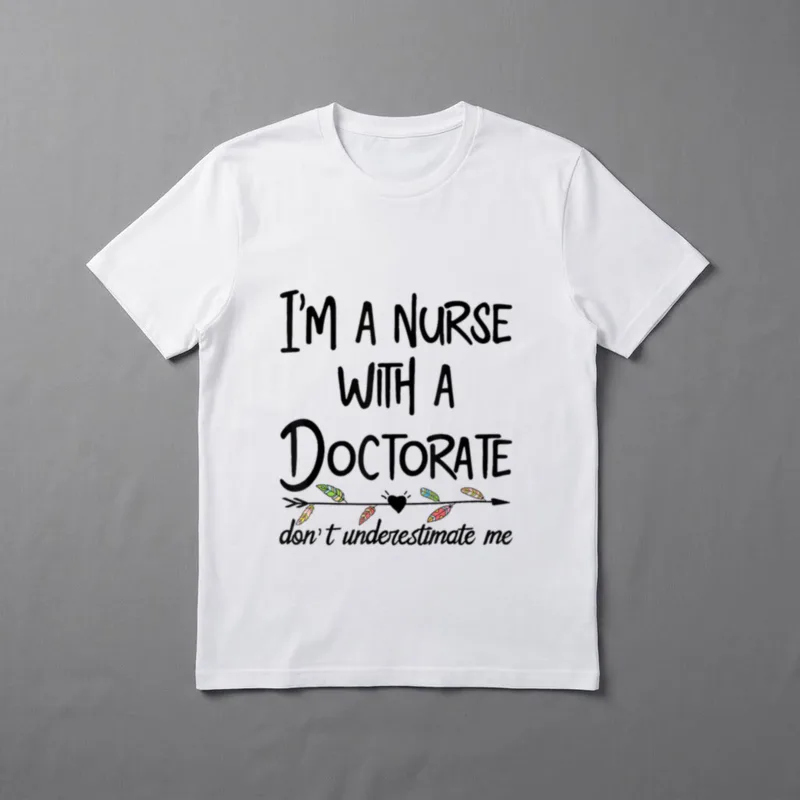 Nurse DNP PhD Doctorate Lady Mother's T-Shirt – Feathered arrow and nurse doctorate lettering – Classic T-Shirt in Black