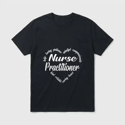 Nurse Practitioner Heart Word Cloud T-Shirt – Classic T-Shirt in Black