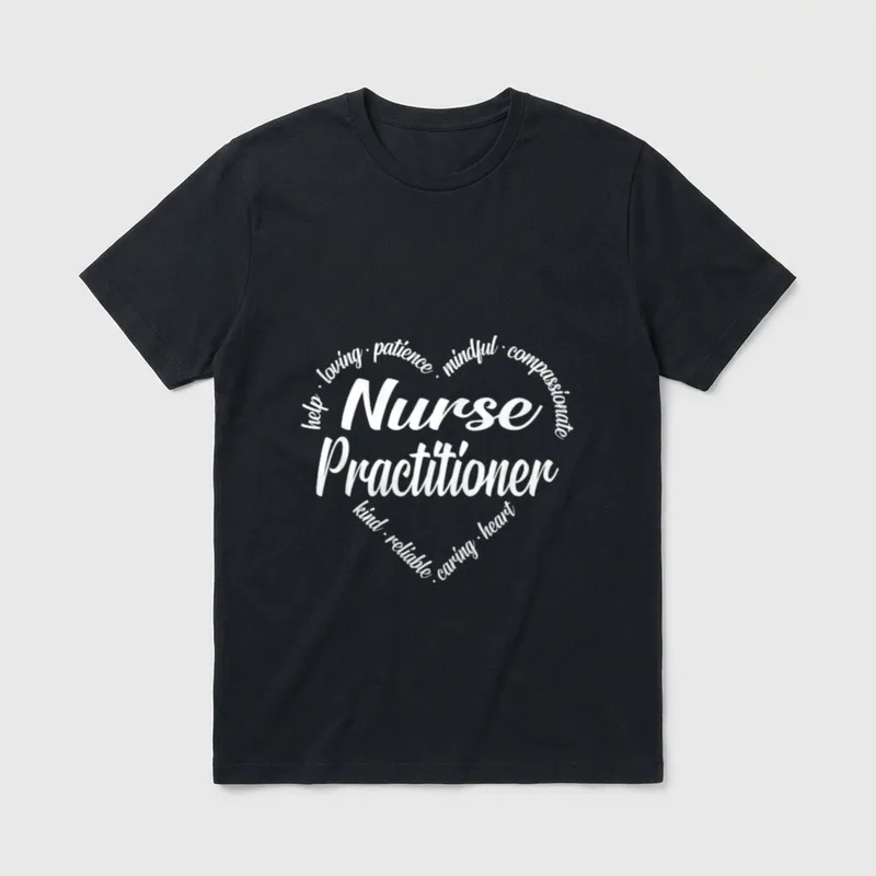 Nurse Practitioner Heart Word Cloud T-Shirt – Classic T-Shirt in Black