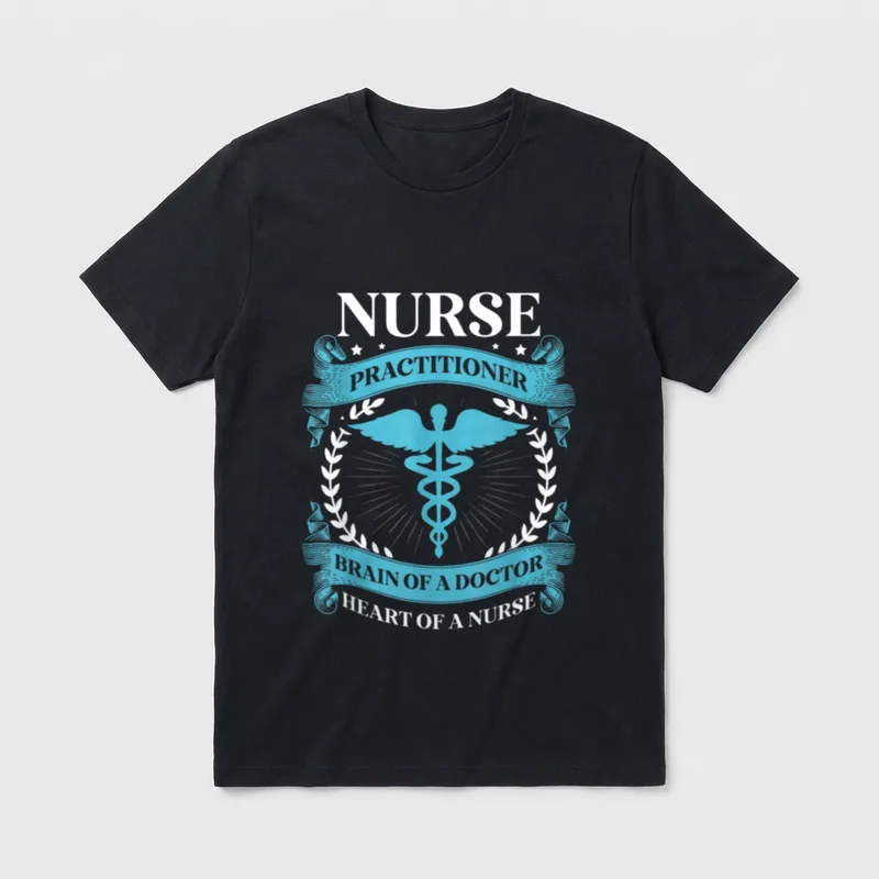 Nurse Practitioner Brain of a Heart T-Shirt – Classic T-Shirt in Black