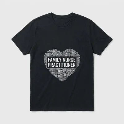Family Nurse Practitioner Heart FNP Nursing T-Shirt – Classic T-Shirt in Black