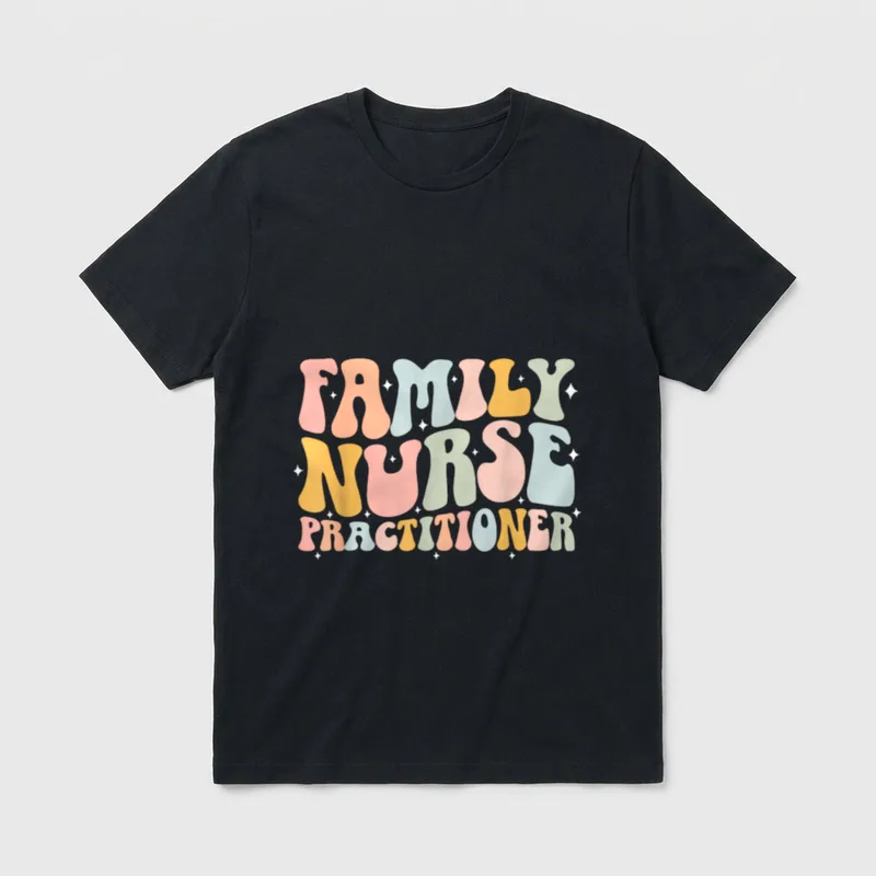 Family Nurse Practitioner Groovy FNP Appreciation T-Shirt – Classic T-Shirt in Black