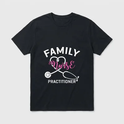 Family Nurse Practitioner Lightweight T-Shirt – FAMILY Nurse PRACTITIONER with heart stethoscope – Classic T-Shirt in Black
