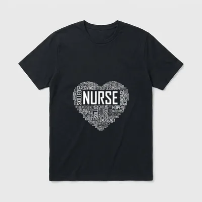Proud Nurse Heart Love Appreciation T-Shirt – NURSE – Classic T-Shirt in Black