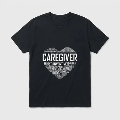 Proud Caregiver Heart Nurse Appreciation T-Shirt – Classic T-Shirt in Black