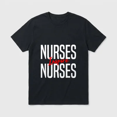 Nurses Inspire Nurses Shirt – White block letters and red script reading NURSES Inspire NURSES – Classic T-Shirt in Black