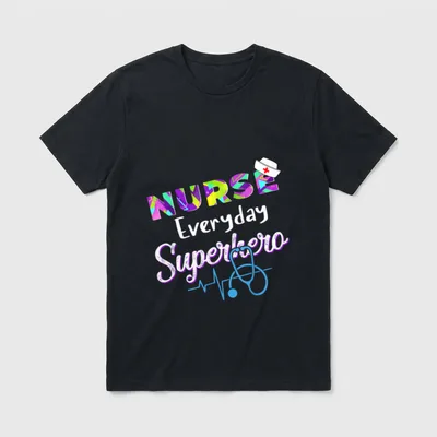 Nurse Every Day Superhero Coloring International T-Shirt – Classic T-Shirt in Black