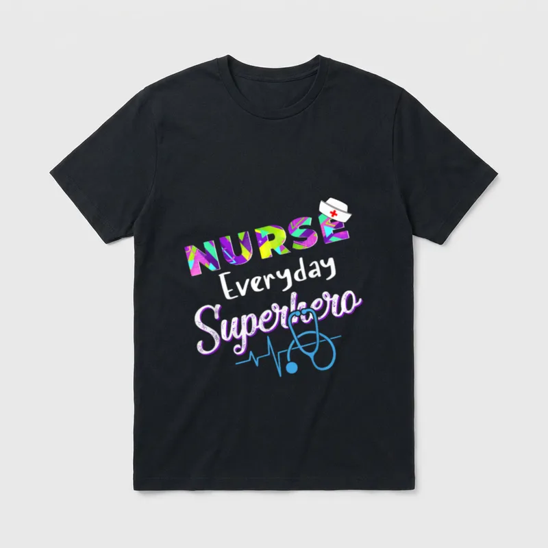 Nurse Every Day Superhero Coloring International T-Shirt – Classic T-Shirt in Black
