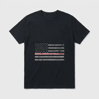 Thin Red Line Nurse Flag T-Shirt – Distressed American flag graphic with a horizontal red stripe – Classic T-Shirt in Black