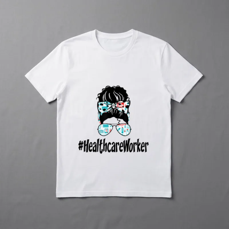 Messy Bun Healthcare Worker Nurse Squad T-Shirt – Classic T-Shirt in Black