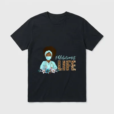 Black Phlebotomist Life Melanin Leopard Nurses T-Shirt – Classic T-Shirt in Black