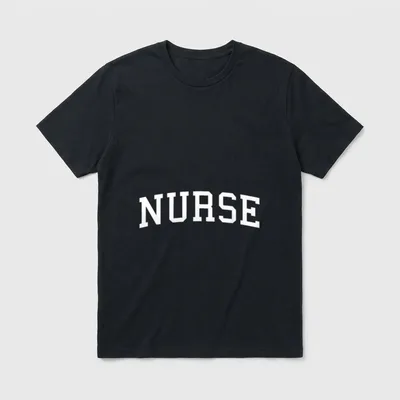 Retro Nurse Nurse Week Show T-Shirt – Arched collegiate block letters spelling NURSE – Classic T-Shirt in Black