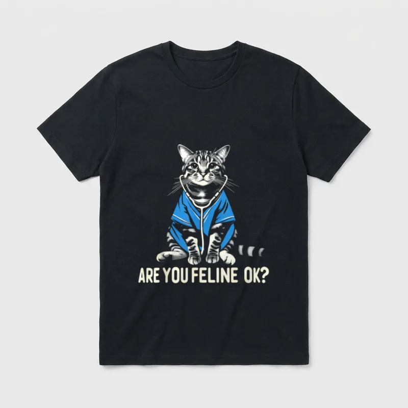 Retro Cat Nurse Nurse Week Feline T-Shirt – Classic T-Shirt in Black