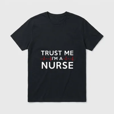 Trust Me I'm a Nurse T-Shirt – TRUST ME I'M A NURSE lettering with red pulse line – Classic T-Shirt in Black