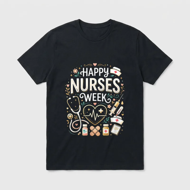 Happy Nurses Week 2026 Healthcare Appreciation T-Shirt – Classic T-Shirt in Black