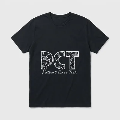 PCT Patient Care Tech Floral Style T-Shirt – Classic T-Shirt in Black