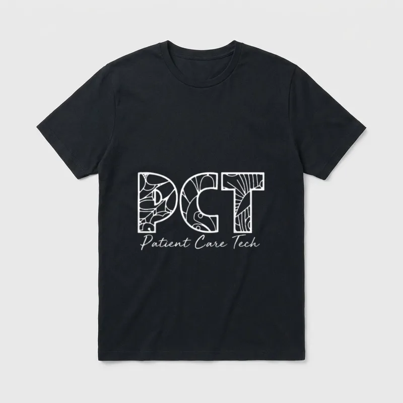 PCT Patient Care Tech Floral Style T-Shirt – Classic T-Shirt in Black
