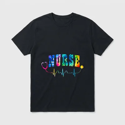 Nurse's Life Tie Dye Heart Stethoscope T-Shirt – Classic T-Shirt in Black