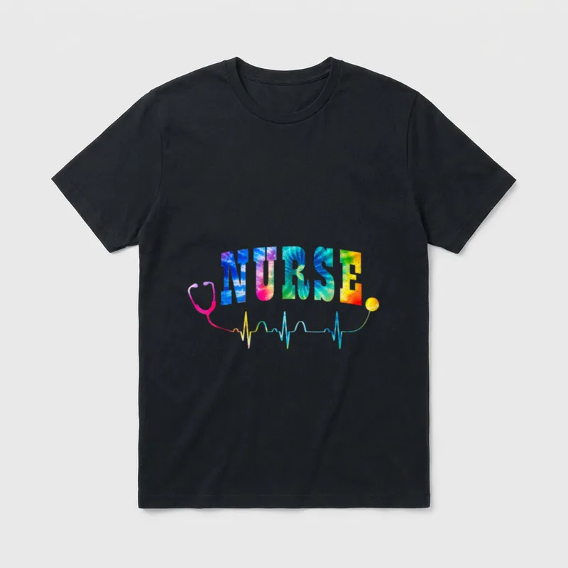 Nurse's Life Tie Dye Heart Stethoscope T-Shirt – Classic T-Shirt in Black