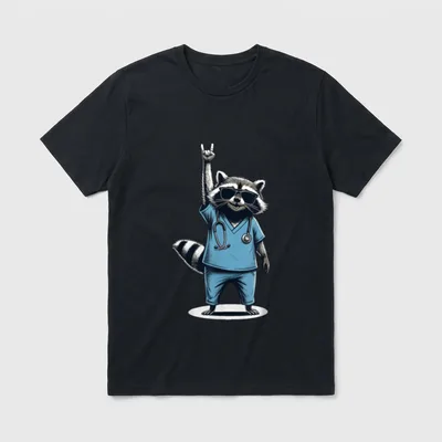 Raccoon Nurse Week Appreciation T-Shirt – Classic T-Shirt in Black