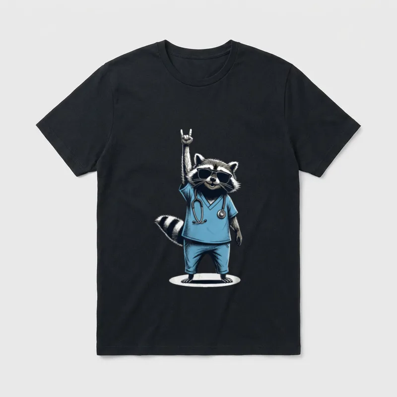 Raccoon Nurse Week Appreciation T-Shirt – Classic T-Shirt in Black
