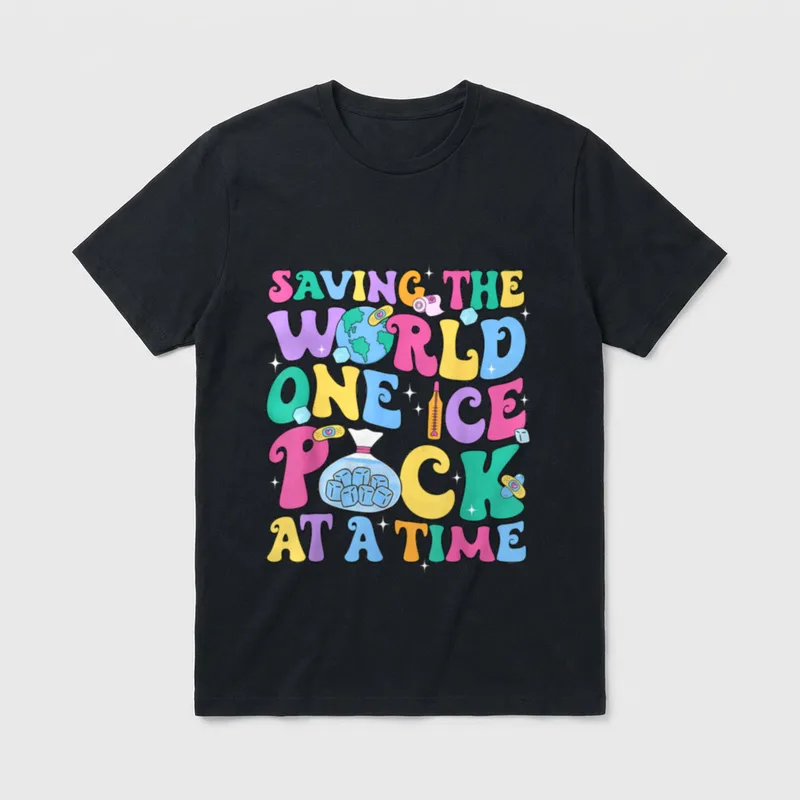 Nurse Week Saving the World One T-Shirt – Saving The World One Ice Pack At A Time – Classic T-Shirt in Black