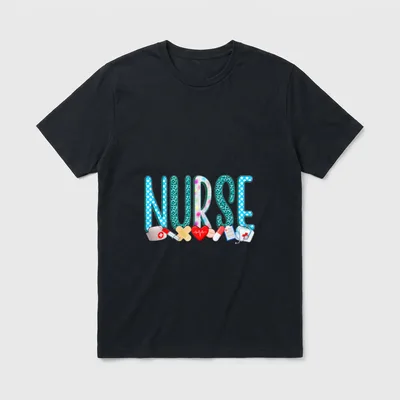 NURSE'S DAY Nurse Life WEEK 2024 T-Shirt – The word NURSE with clinic icons along the base – Classic T-Shirt in Black