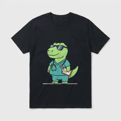 Rex Dinosaur Nurse Week Appreciation T-Shirt – Classic T-Shirt in Black