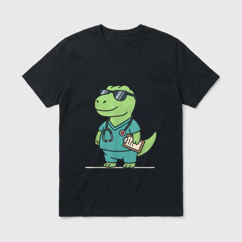 Rex Dinosaur Nurse Week Appreciation T-Shirt – Classic T-Shirt in Black
