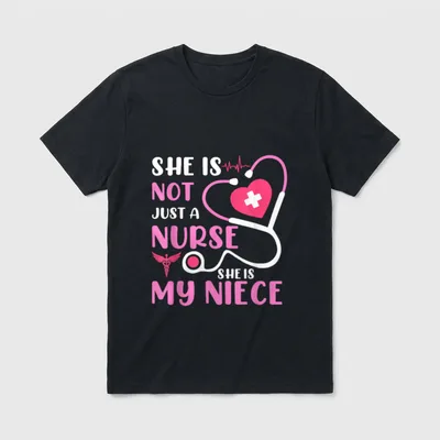 This Nurse Week T-Shirt – Stethoscope shaping a heart with nurse niece lettering – Classic T-Shirt in Black