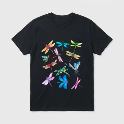 Nurse and Dog Mom Dragonfly Watercolor T-Shirt – Classic T-Shirt in Black