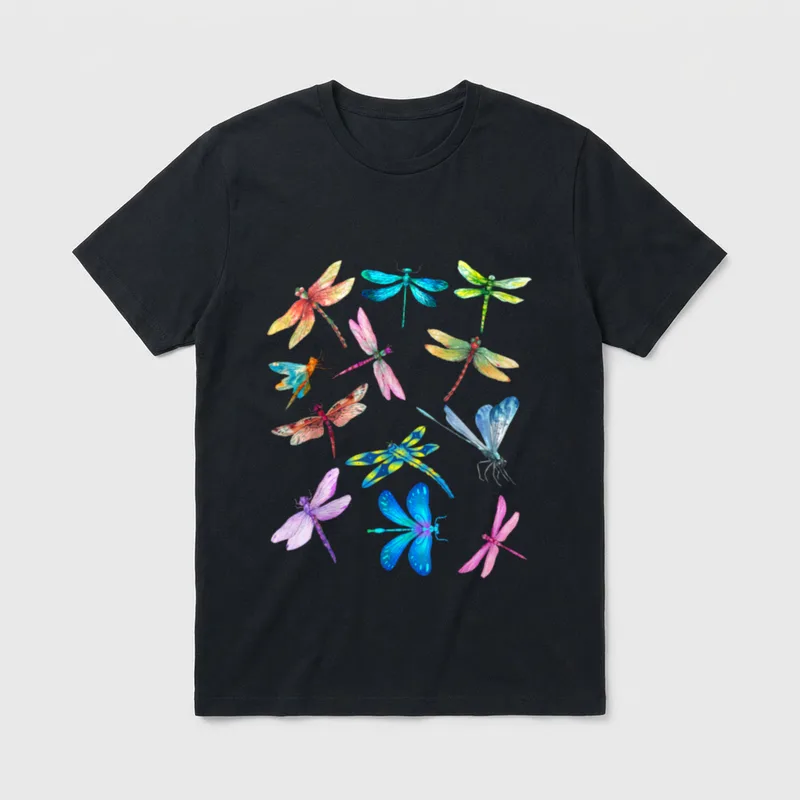 Nurse and Dog Mom Dragonfly Watercolor T-Shirt – Classic T-Shirt in Black