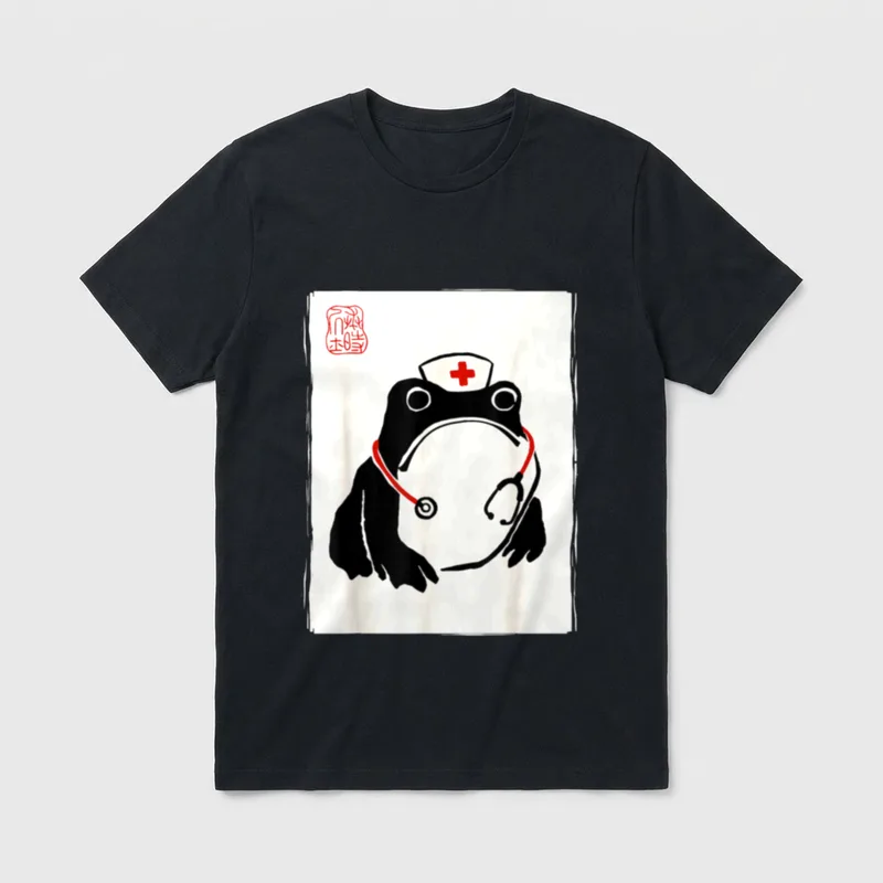 Japanese Grumpy Frog Nurse Appreciation T-Shirt – Classic T-Shirt in Black