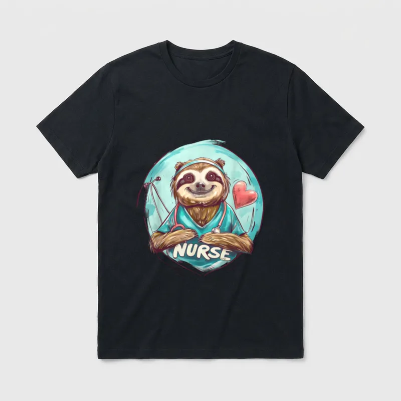 Nurse Sloth Doctor Appreciation Stethoscope T-Shirt – Classic T-Shirt in Black