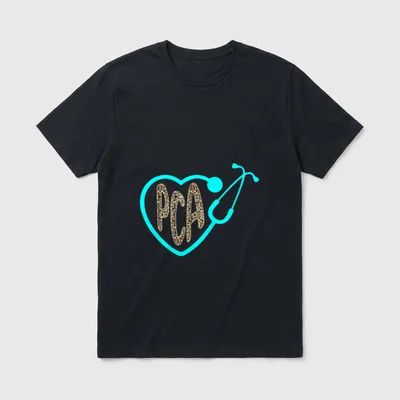 Patient Care Assistant Heart Leopard Nurse T-Shirt – Classic T-Shirt in Black