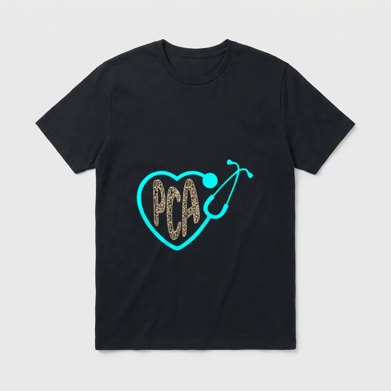 Patient Care Assistant Heart Leopard Nurse T-Shirt – Classic T-Shirt in Black