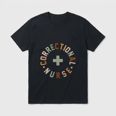 Correctional Nurse Great T-Shirt – Circular text reading CORRECTIONAL NURSE with a medical cross – Classic T-Shirt in Black