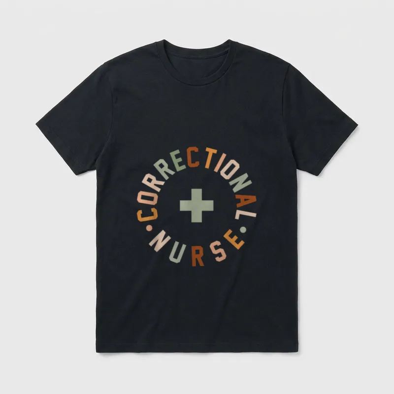 Correctional Nurse Great T-Shirt – Circular text reading CORRECTIONAL NURSE with a medical cross – Classic T-Shirt in Black