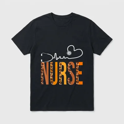 Nurse Leopard Heartbeat Appreciation Fall T-Shirt – Classic T-Shirt in Black